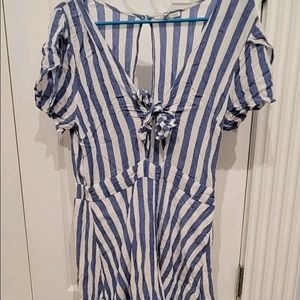 Romper, blue and white, size large